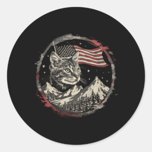 4 juli katt usa fjärde juli patriotisk runt klistermärke