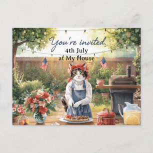 4 juli kattälskare inbjudningskort Patriotiskt