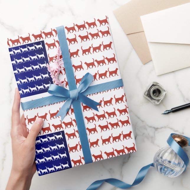 4 juli kattflagga röd vit blå US  Presentpapper (Gifting)