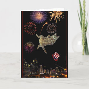 4 juli Kattunge och Fireworks Kort