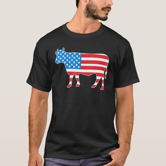 4 juli ko amerikansk flagga ko t shirt (Framsida)