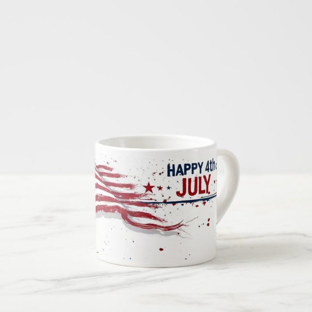 4 juli - Konstnärlig amerikansk flagg-sprutande fä Espressomugg (Framsida höger)