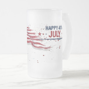 4 juli - Konstnärlig amerikansk flagg-sprutande fä Frostat Ölglas