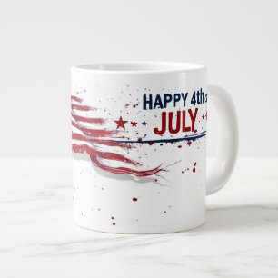 4 juli - Konstnärlig amerikansk flagg-sprutande fä Jumbo Mugg