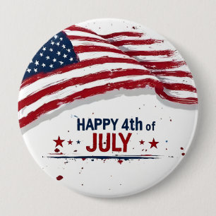 4 juli - Konstnärlig amerikansk flagg-sprutande fä Knapp