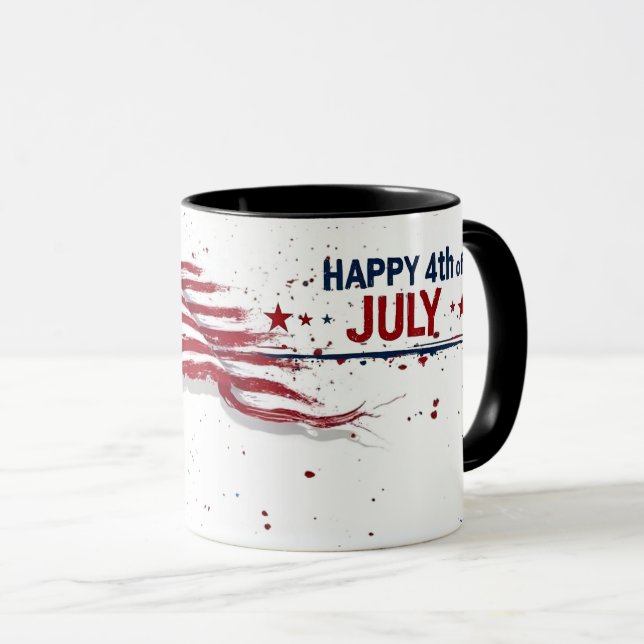 4 juli - Konstnärlig amerikansk flagg-sprutande fä Mugg (Framsida höger)