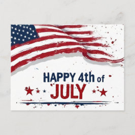 4 juli - Konstnärlig amerikansk flagg-sprutande fä Vykort