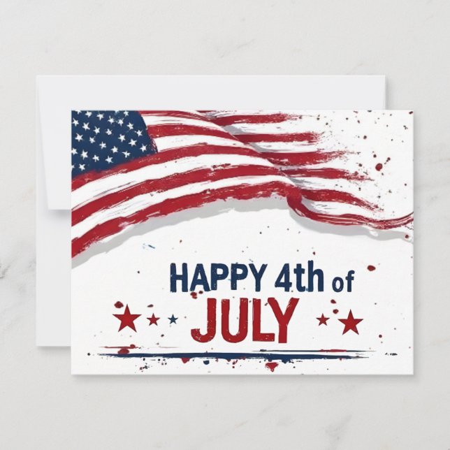 4 juli - Konstnärlig amerikansk flagga med färgspr (Framsida)