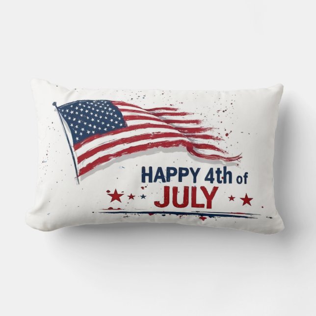 4 juli - Konstnärlig amerikansk flagga med färgspr Lumbarkudde (Framsida)