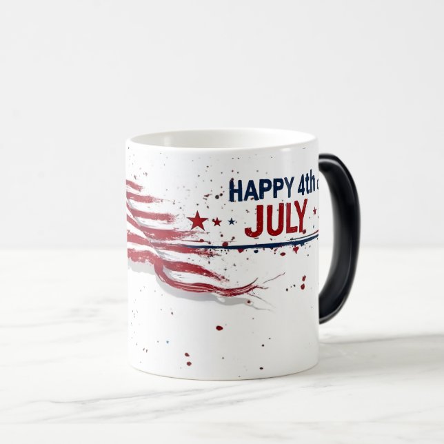 4 juli - Konstnärlig amerikansk flagga med färgspr Magisk Mugg (Framsida höger)