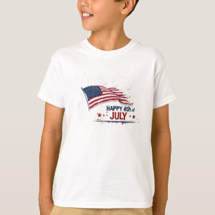 4 juli - Konstnärlig amerikansk flagga med färgspr T Shirt