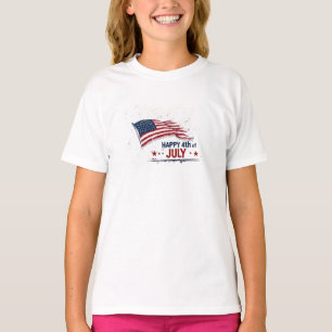 4 juli - Konstnärlig amerikansk flagga med färgspr T Shirt