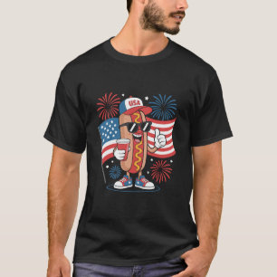 4 juli korv amerikansk flagga patriotisk fyrverker t shirt