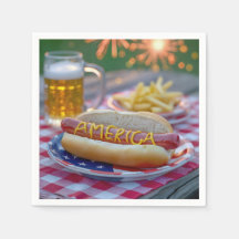 4 juli korv med öl och pommes frites