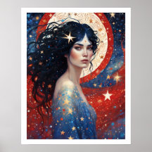 4 juli Kvinna i Red Fireworks Art Deco