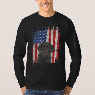 4 juli Labrador American Flagga Patriotic Choco T Shirt