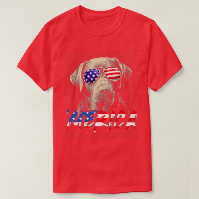 4 juli Labrador Retriever American Flagga Patrioti T Shirt (Design framsida)
