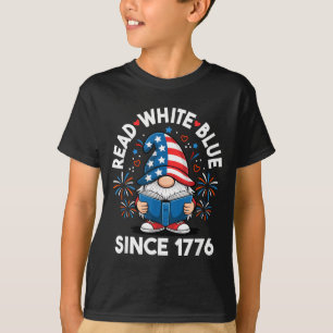 4 juli Läsning Tomte Röd Vit Blå USA T Shirt