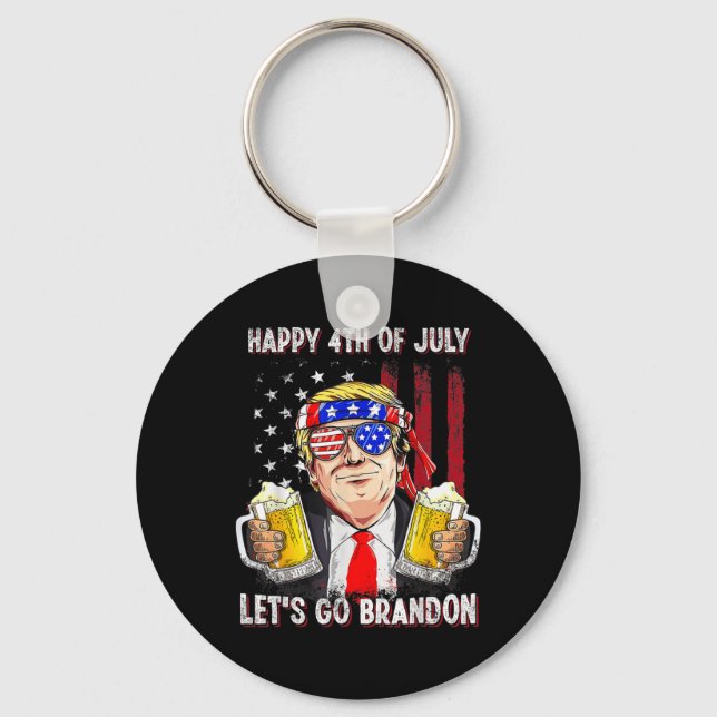 4 juli Låt oss Beer Brandon Trump Beer Ameri Nyckelring (Framsida)