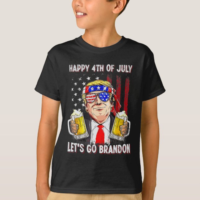 4 juli Låt oss Beer Brandon Trump Beer Ameri T Shirt (Framsida)