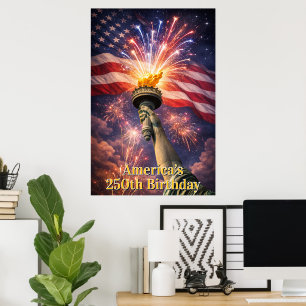 4 juli Liberty Torch fyrverkerier USA 250-årsjubil Poster