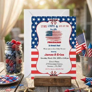 4 juli litet fyrverkeri baby shower inbjudningar