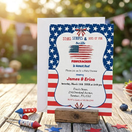 4 juli litet fyrverkeri baby shower inbjudningar