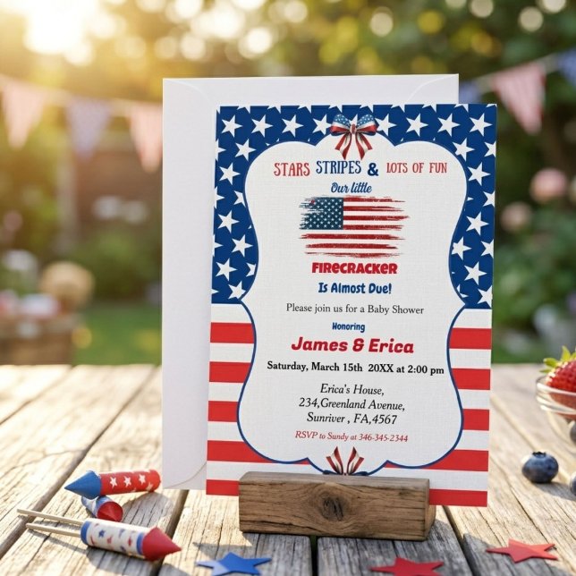 4 juli litet fyrverkeri baby shower inbjudningar (Skapare uppladdad)