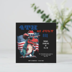 4 juli lycklig Dinosaur med USA:s flagga