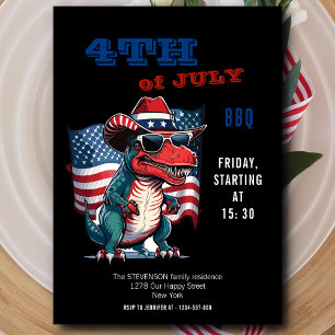 4 juli lycklig Dinosaur med USA:s flagga Inbjudningar
