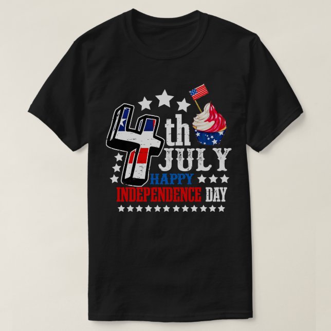 4 juli Lycklig Independence day T Shirt (Design framsida)