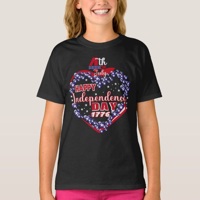 4 juli lycklig independence day t shirt (Framsida)