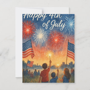 4 juli Lycklig independence day Vykort