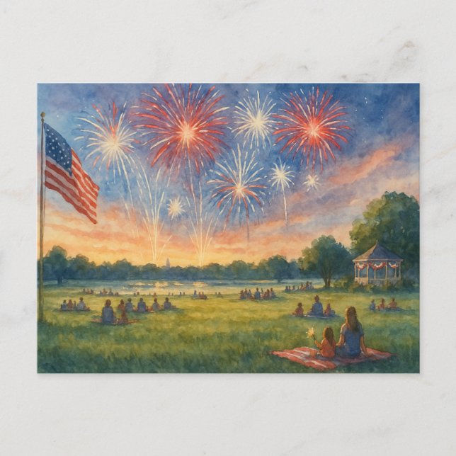 4 juli Lycklig independence day Vykort (Framsida)