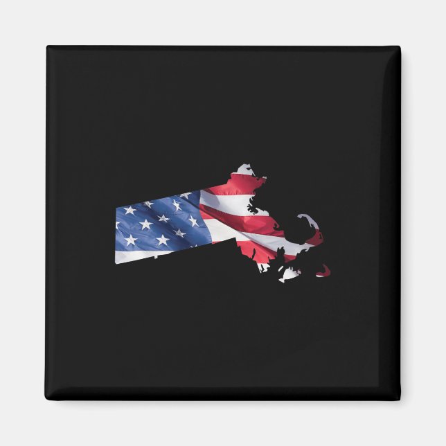 4 juli Machusetts State American Flagga Red Whi Magnet (Framsidan)