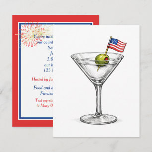 4 juli Martini med amerikansk flagga Inbjudningar
