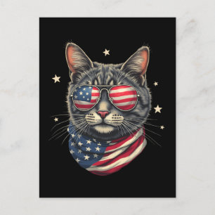 4 juli Meowica American Flagga Cat Helg Vykort