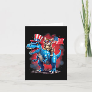 4 juli: Meowica American Flagga Cat Riding Dinos Kort