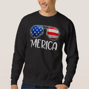 4 juli Merica Amerikanska Flagga Solglasögon Män W Lång Ärmad Tröja