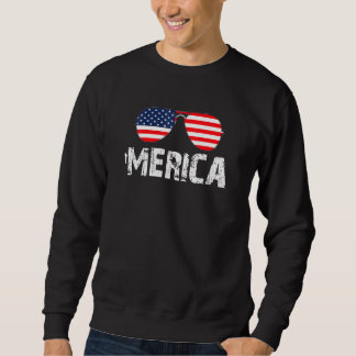 4 juli Merica Amerikanska Flagga Solglasögon Pojka Lång Ärmad Tröja
