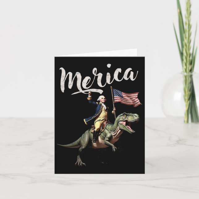 4 juli: Merica George Washington Riding a Dino Kort (Framsida)