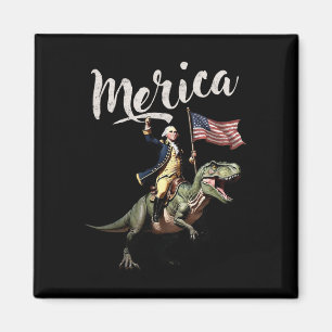 4 juli: Merica George Washington Riding a Dino Magnet