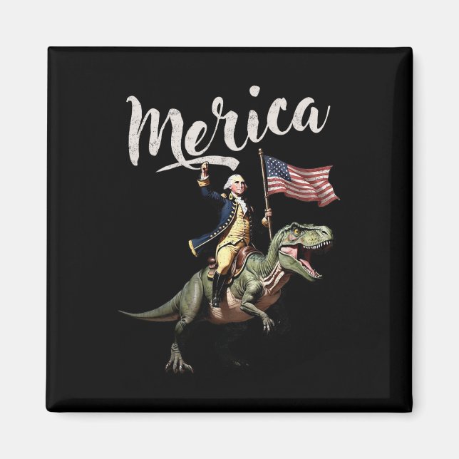 4 juli: Merica George Washington Riding a Dino Magnet (Framsidan)