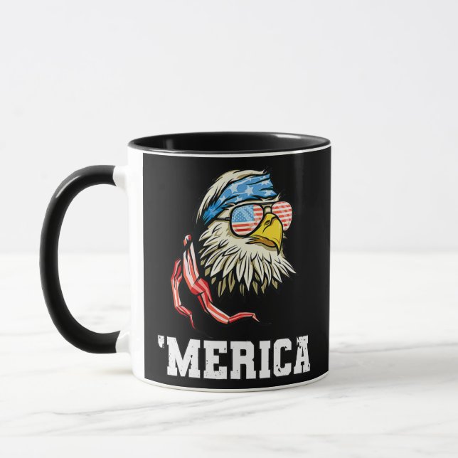 4 juli Merica USA flagga Örn Patriotic Mugg (Vänster)