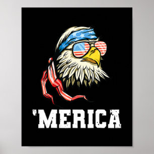 4 juli Merica USA flagga Örn Patriotic Poster