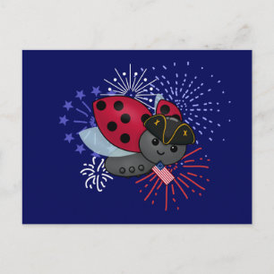 4 juli Minuteman Ladybug Vykort
