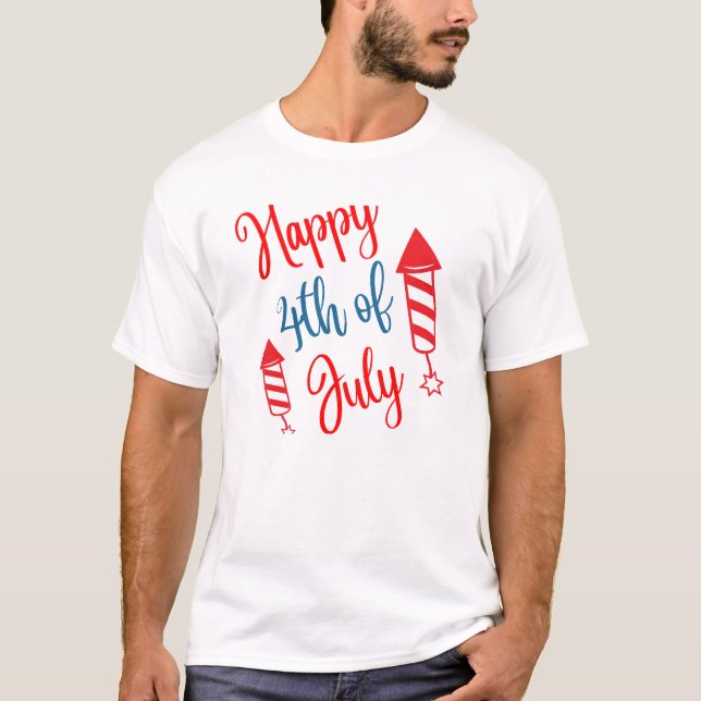 4 juli och fyrverkerier t shirt (Framsida)
