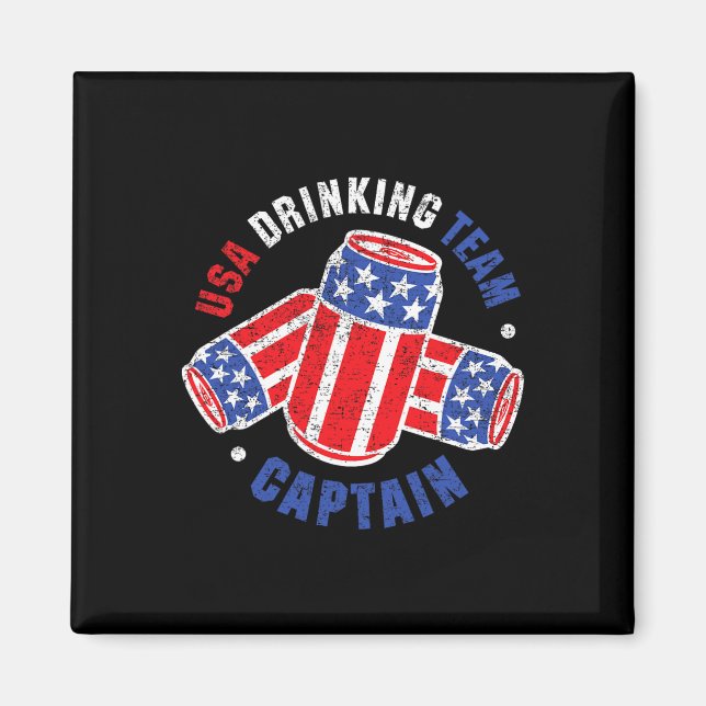 4 juli Ölburkflagga Usa Drickande Team T-shirts  Magnet (Framsidan)