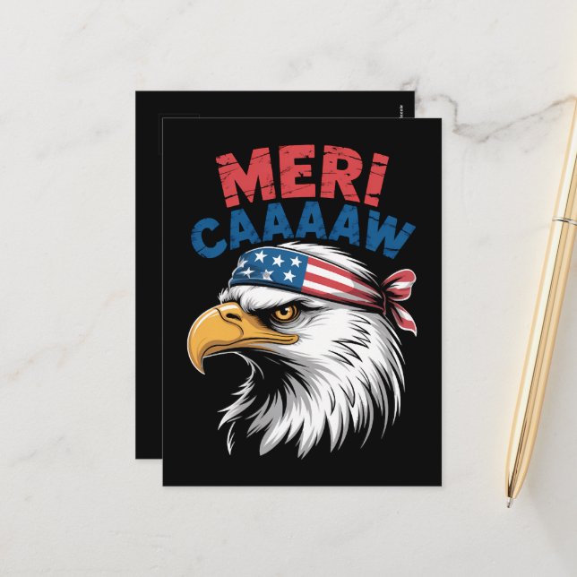 4 juli Örn Frihet Patriotisk Helg Vykort (Fram/Back In Situ)