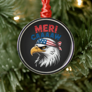 4 juli Örn Frihet Patriotisk Julgransprydnad Metall